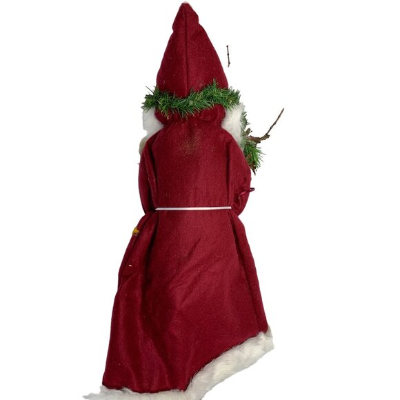 Santa Claus Doll Push Holding Pine Cone Bouquet 27 in Tall Sitting Christmas Dec - Picture 3 of 3